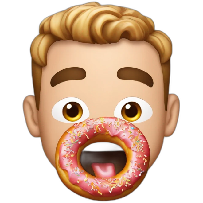 Robbie Williams eating a donut emoji