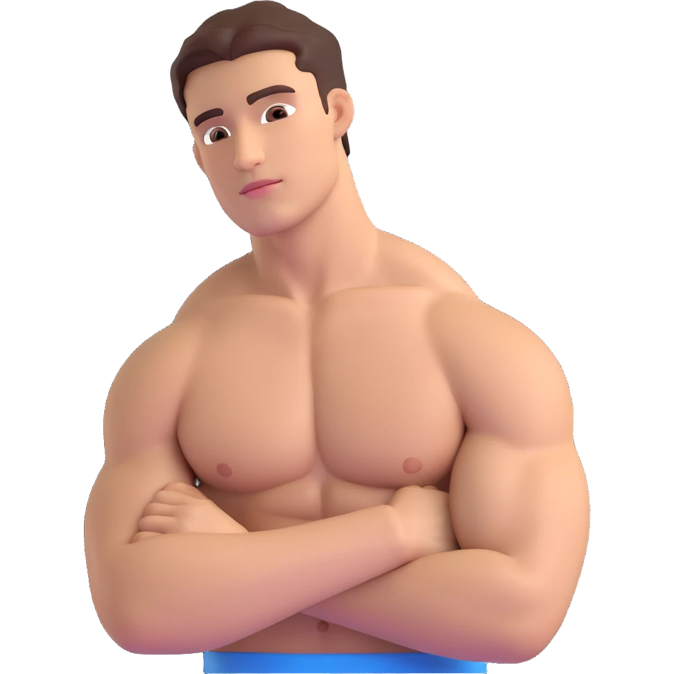 muscular young man's shoulder, shirtless emoji