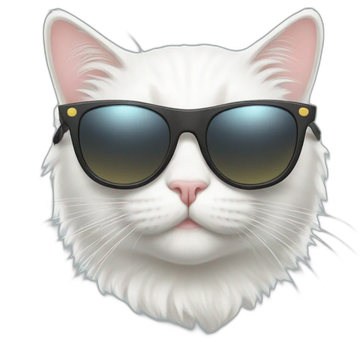 White cat with sunglass emoji