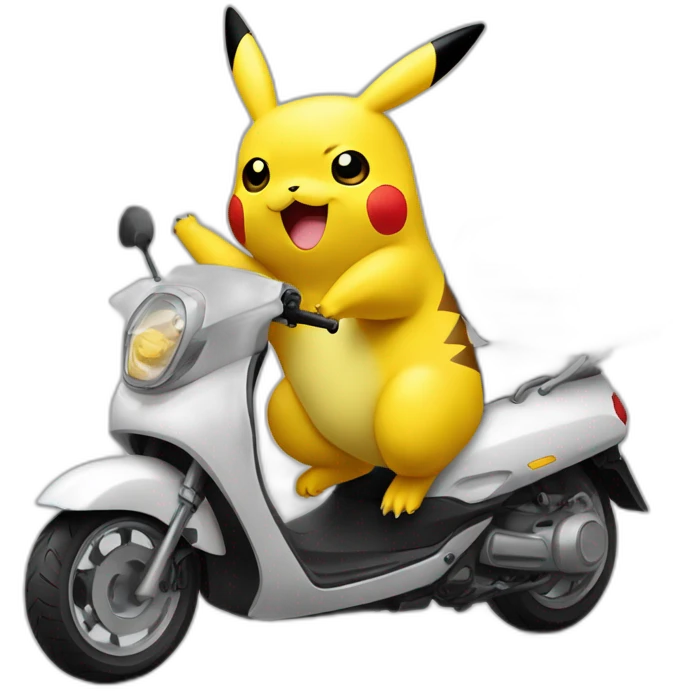 Pikachu, sur une vache sur une moto sur un scooter sur une voiture emoji