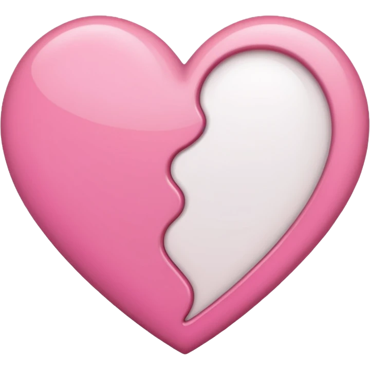 Coração metade rosa e metade branco emoji emoji