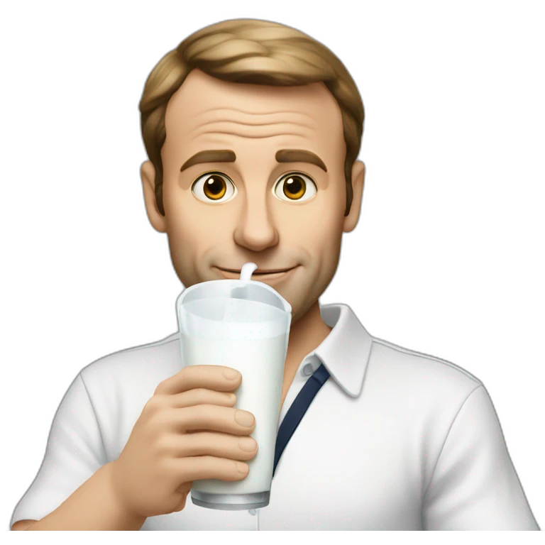 macron drinks milk emoji