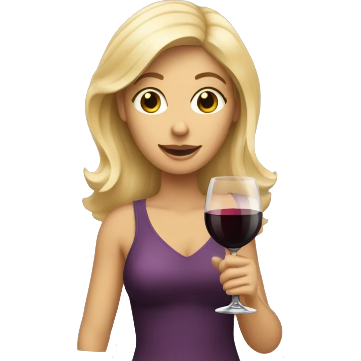 A blonde woman holding up a wine glass emoji