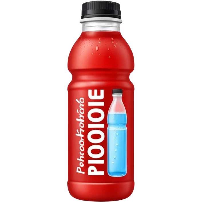 A red bottle of sports drink “prime hydration” with a black cap and large lettering emoji