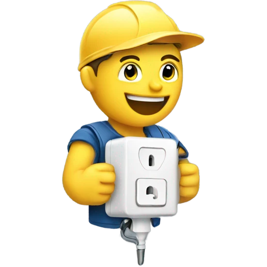electrician holding an american wall plug emoji