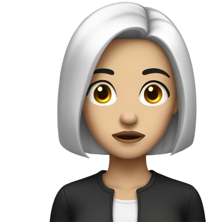 Pale woman black hair is frowning and heart broken emoji