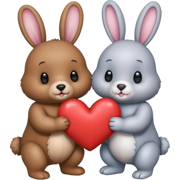 bear and rabbit with heart emoji