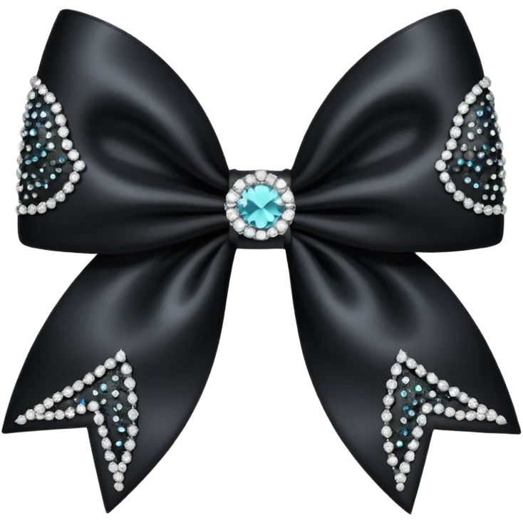 black sparkling bow with diamonds emoji