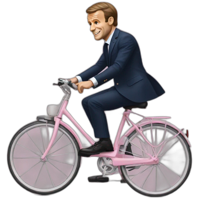 emmanuel macron riding a girly bycicle emoji