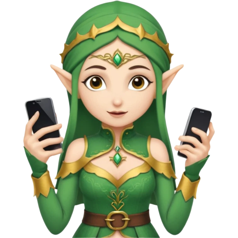 elf with persion crawl custome dress and smartphone emoji