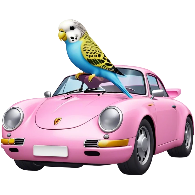 budgie on pink porsche cute emoji