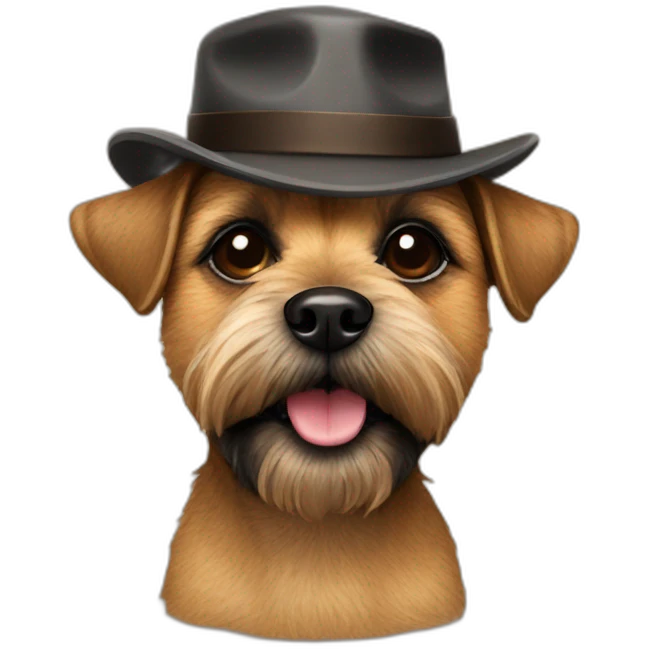 Border terrier with hat and cigar emoji