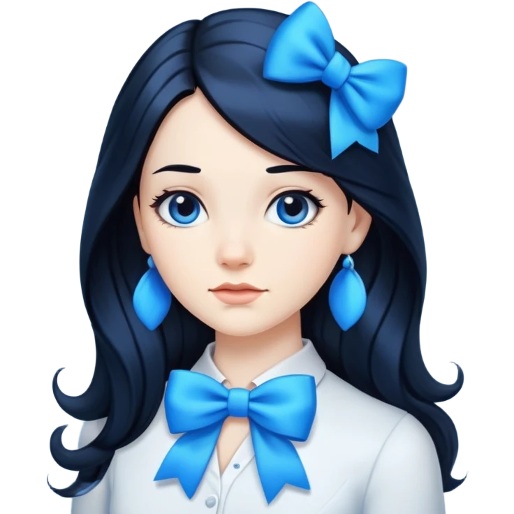 woman with a blue bow on her head and long black hair emoji