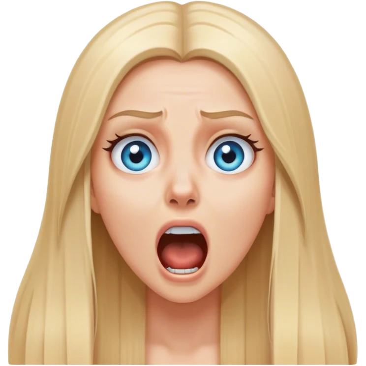 beautiful white girl with long straight blonde hair blue eyes screaming scared terrified  emoji