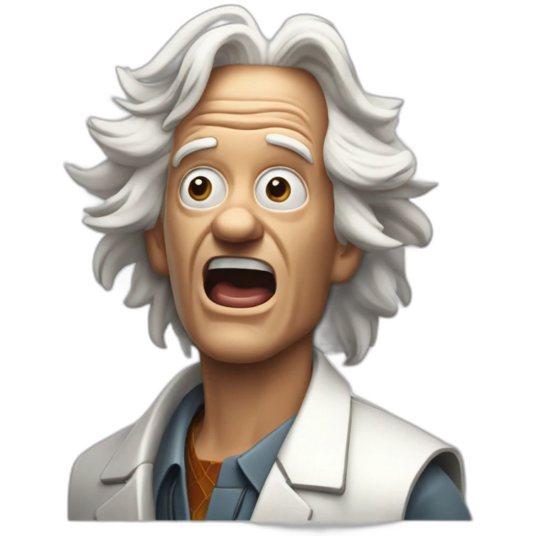 Doc brown from back to the future looking shocked and his mouth wide open. No eye-ware. emoji