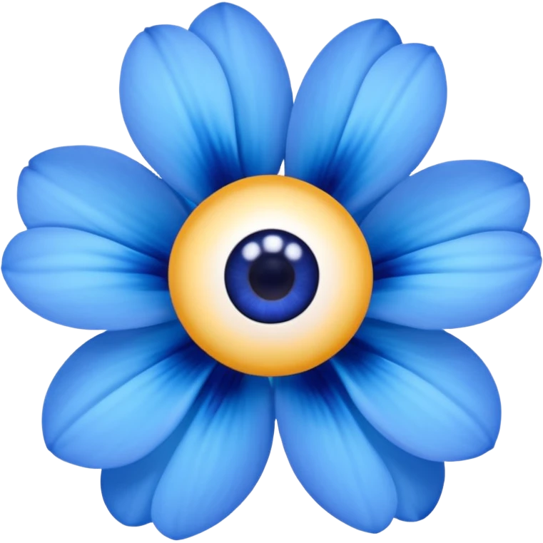 blue flowers with two eyes emoji