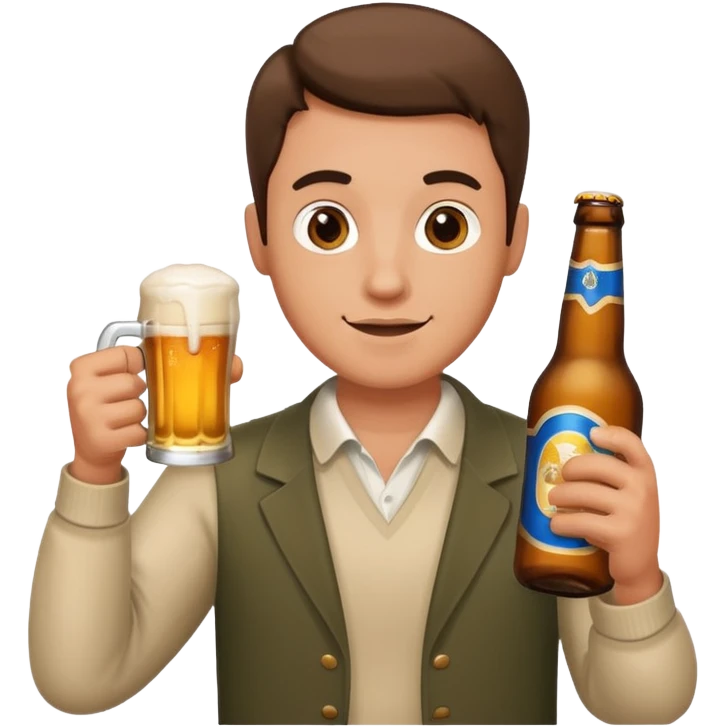 A man holding a beer bottle emoji
