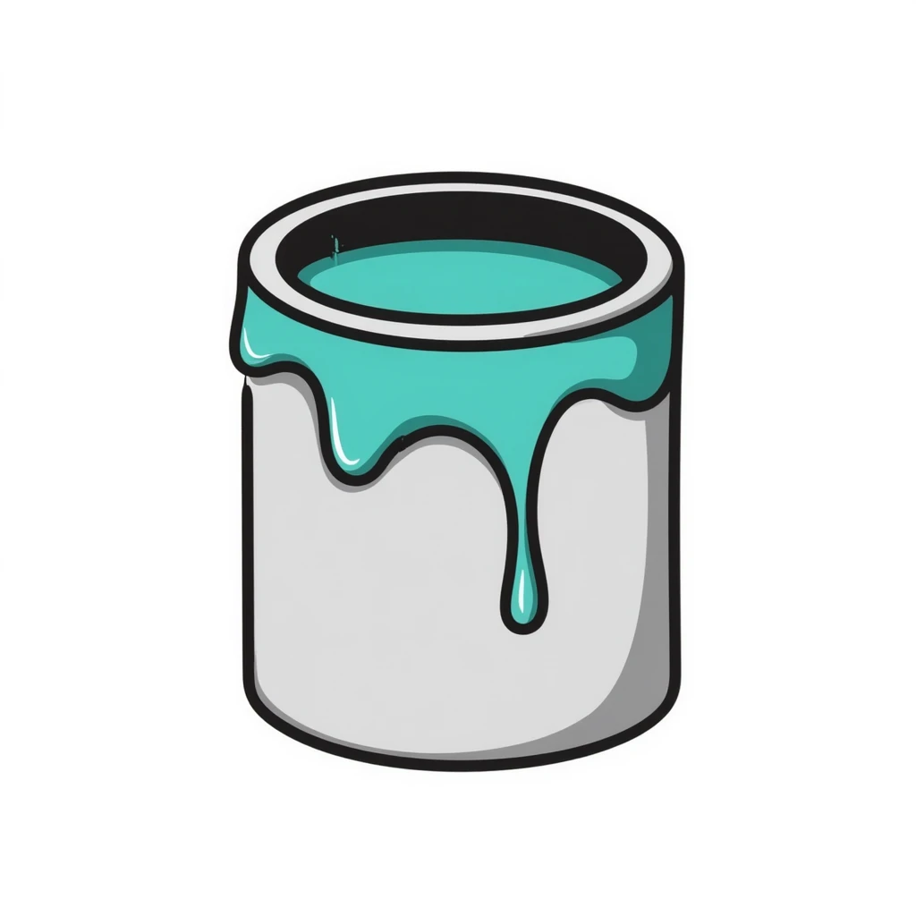 gray paint can with teal paint inside, some teal paint spilling over emoji