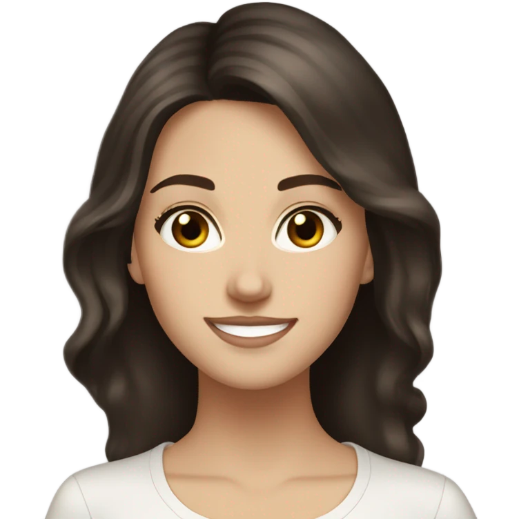 White girl long dark brown hair and brown eyes happy new year emoji