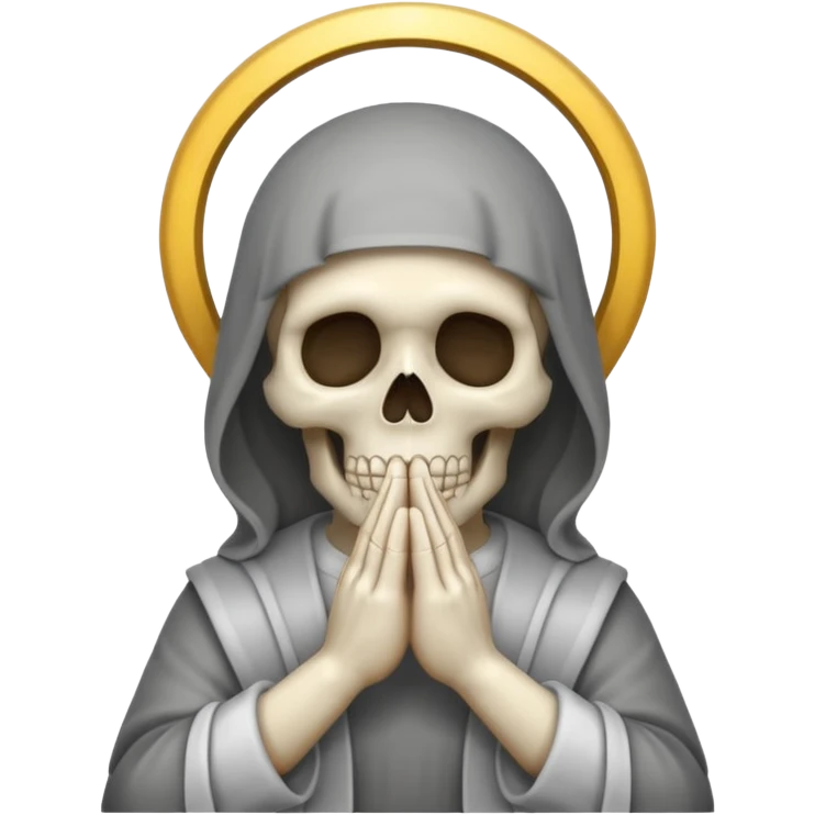 skull with a halo and praying hands, emoji style emoji