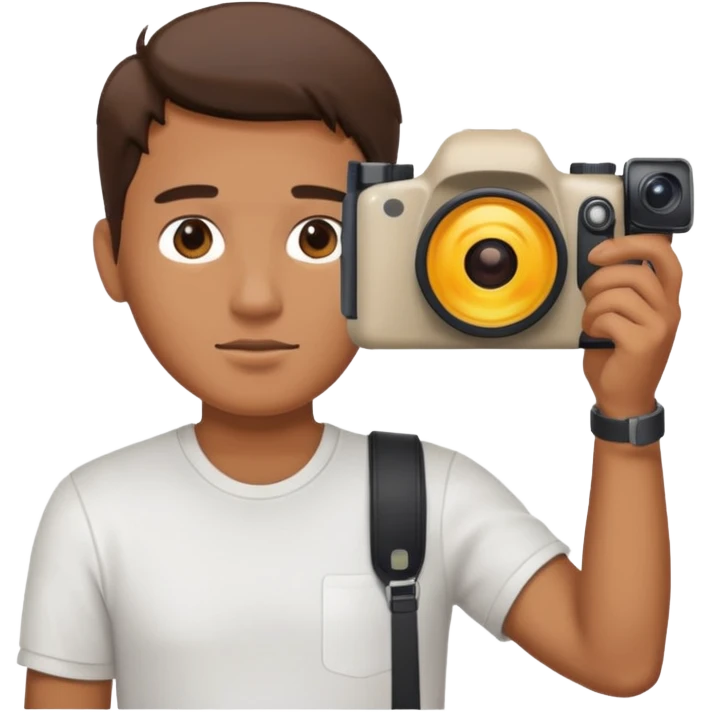 man facing away holding a camera emoji