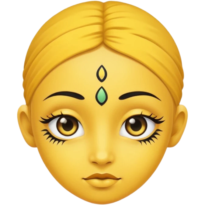 Yellow face with cute eyes and black bindi emoji