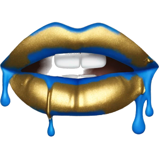 Blue lips with gold dripping off emoji