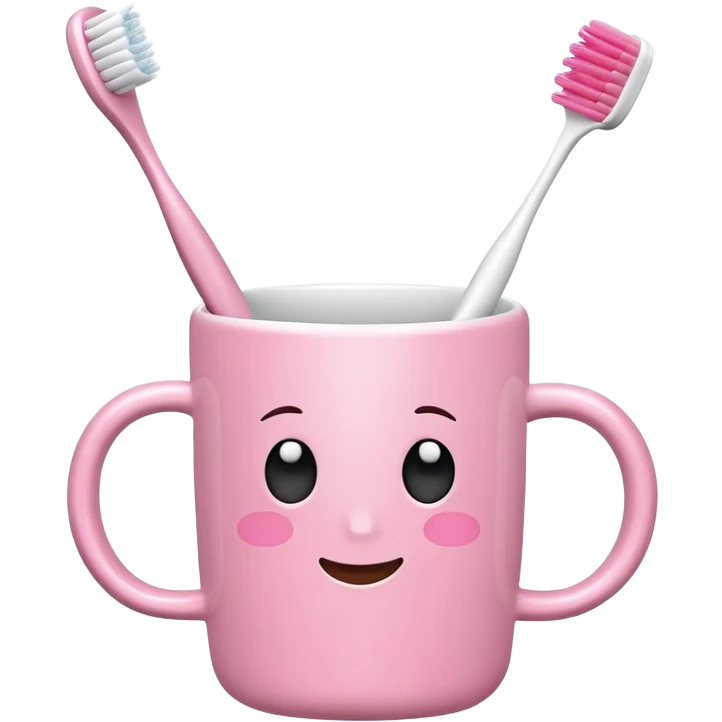 cup holding pink toothbrush emoji