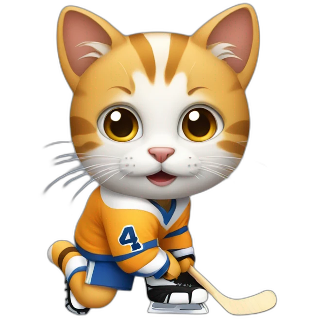 Little cat is hockey player  emoji