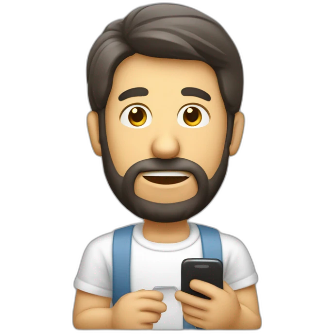 Homme cagoulés qui écrit dans son téléphone emoji