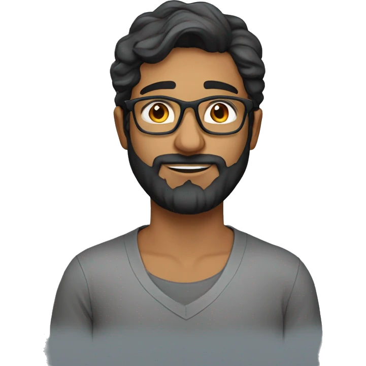 25YO Indian straight male with beard, wavy hair and specs. face only. emoji