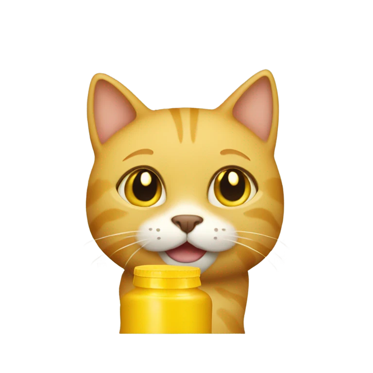 Yellow cat with mustard bottle emoji