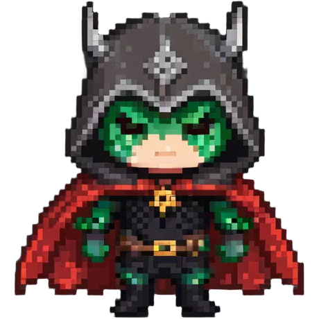 chibi villain character with evil cape emoji