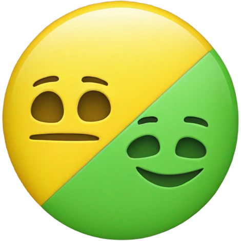 green half circle yellow half circle emoji
