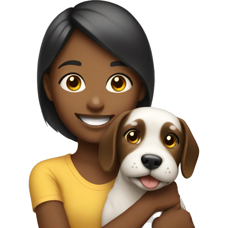 smiling girl with dog emoji
