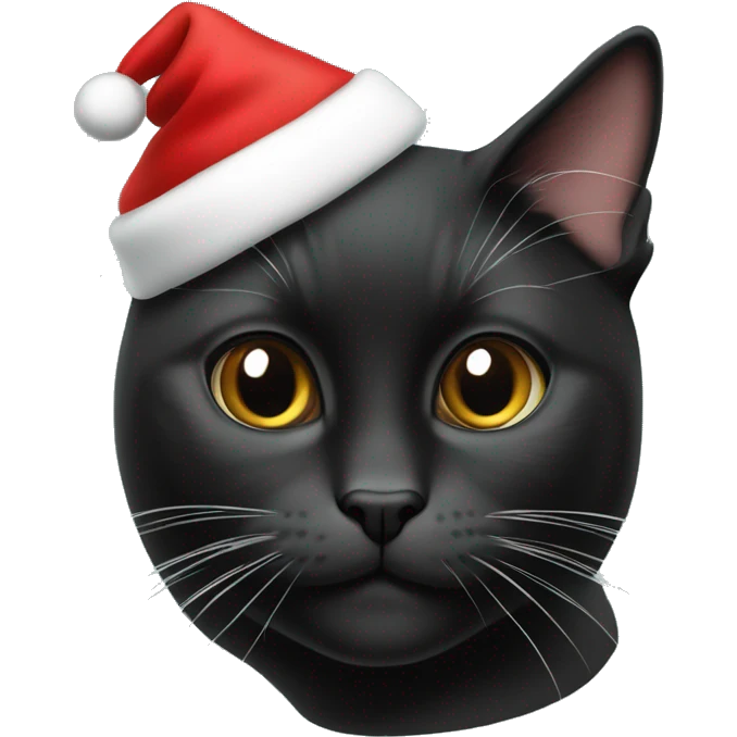 Schwarze Katze mit WEihnachtsmütze emoji