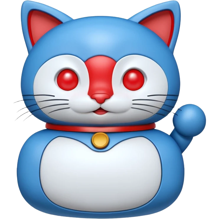 Doraemon, blue robotic cat with a red nose and a white face emoji
