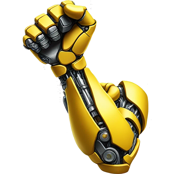 Flexing yellow mechanical cyborg bicep and arm emoji