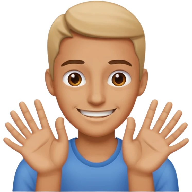 person smirking hands infront pushing out emoji