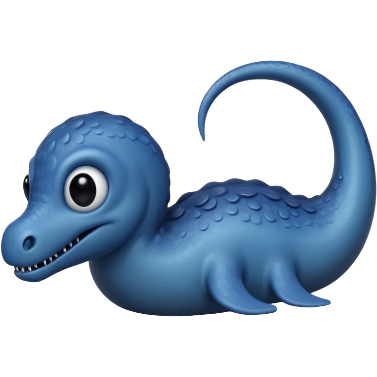 A realistic greyish-dark-blue gloomy Loch-Ness-plesiosaurus-monster with black tiny orb-eyes emoji