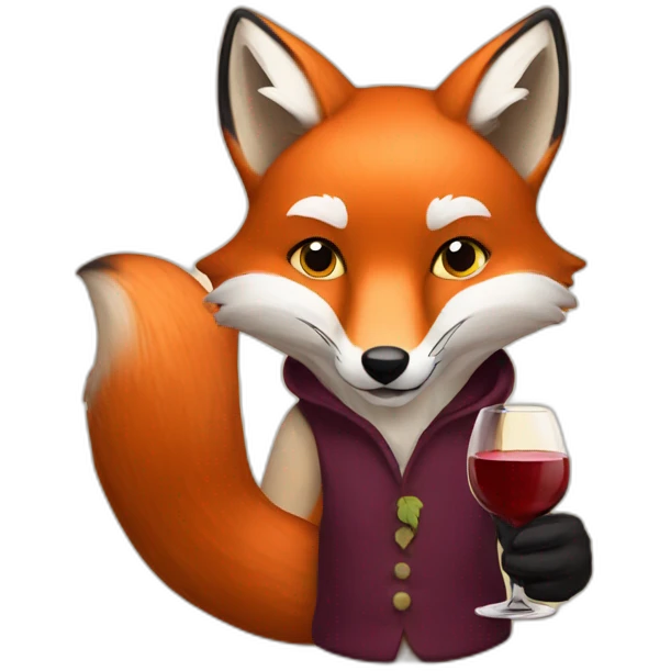Fox drinking wine emoji
