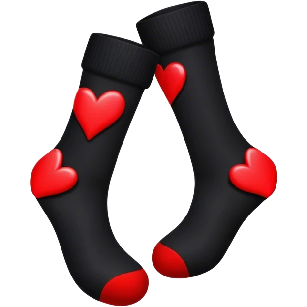 black socks with hearts emoji