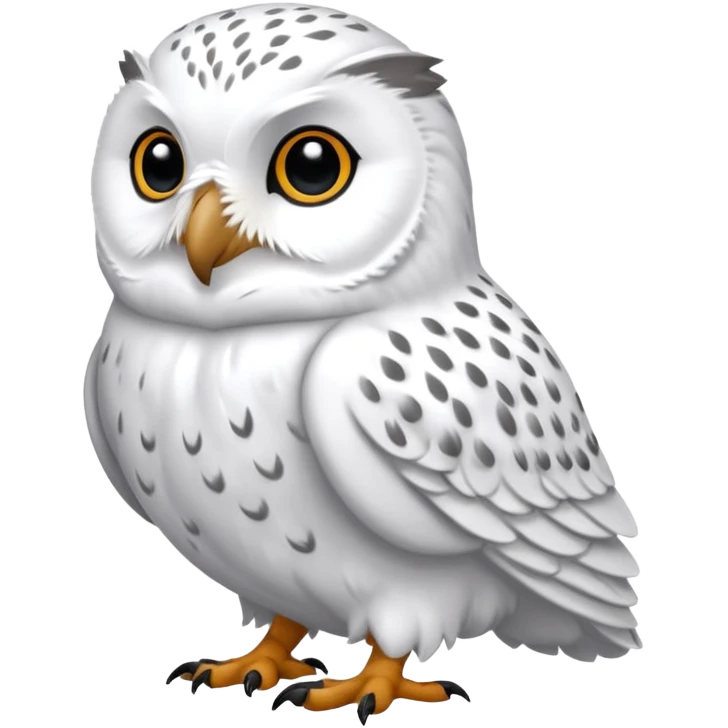 White Snowy Arctic Collared Lemming-Snowy-Owl-hybrid, full body emoji