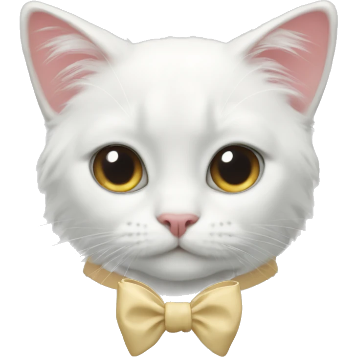 Coqette bow with a white cat emoji