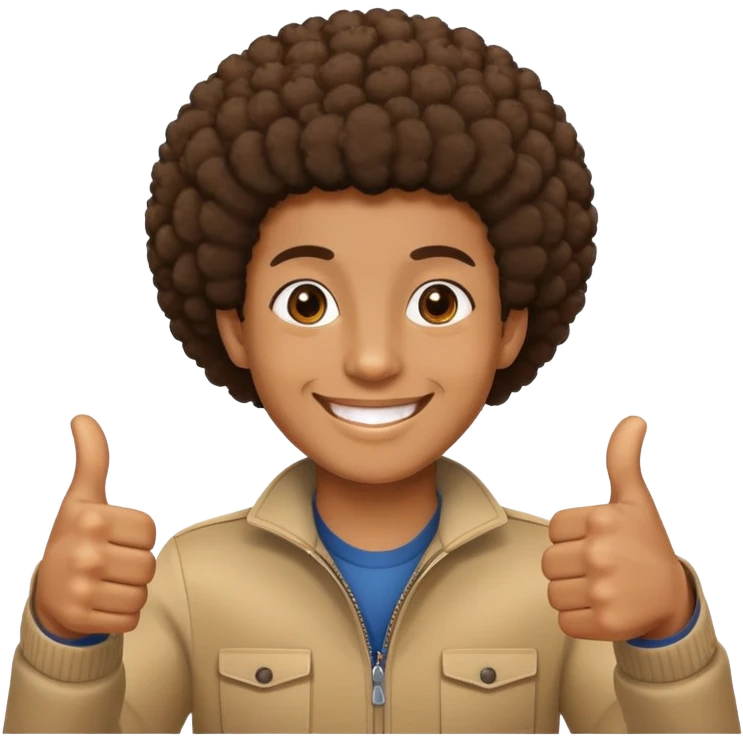 Two thumbs up, smile, short Afro  emoji