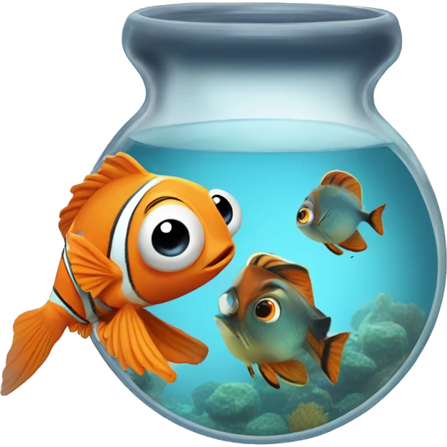 maginifying glass and Fish Nemo emoji