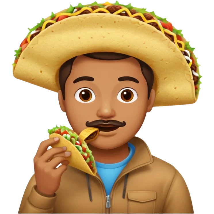 Man with no nose eating taco emoji