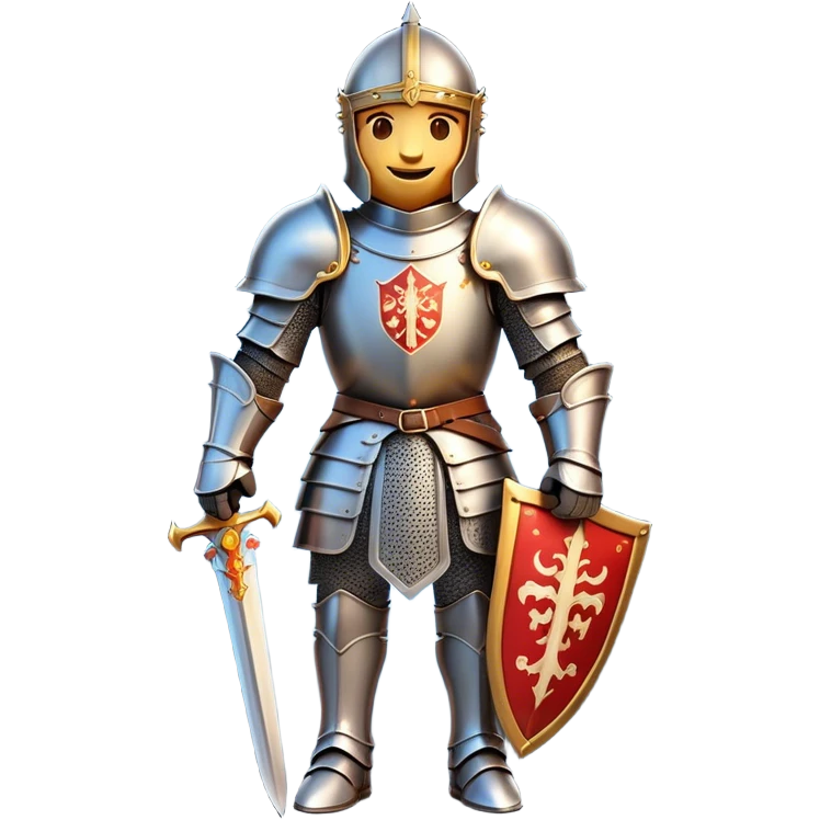 Clash of Clans aesthetic Cheerful Knight Portrait Emoji, With a radiant smile and an upright, confident stance, featuring an elegantly armored figure with intricate detailing and shining accents, his face in a natural skin tone, Simplified yet expressive features, highly detailed, glowing with a soft, luminous aura, high shine, upbeat and noble, stylized with an air of classic medieval heroism, soft glowing outline, capturing the essence of a cheerful knight ready to embark on legendary adventures! emoji
