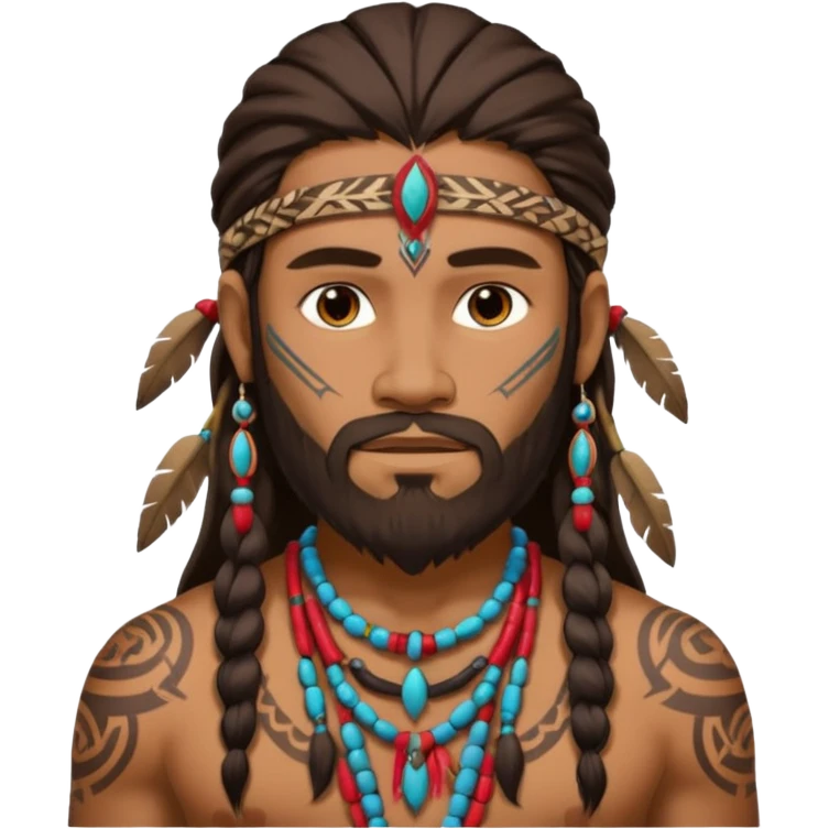 tribal man, beard emoji