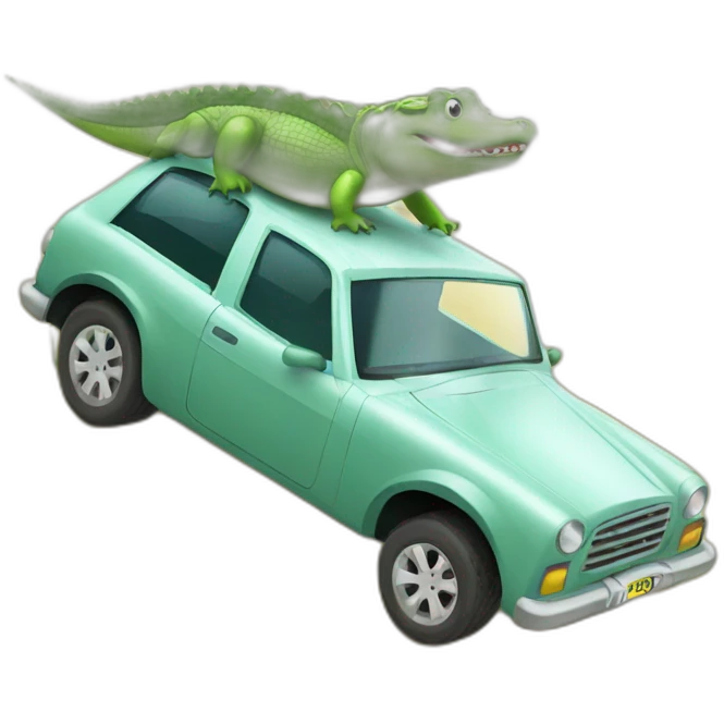 Voiture sur crocodile emoji